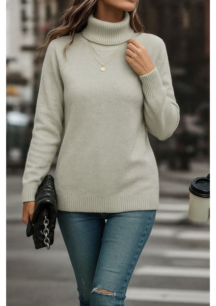 Ulak Handmader Kadın Uzun Kollu Balıkçı Yaka Triko Bluz