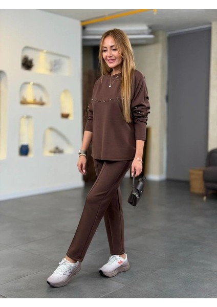 Ulak Handmader Kadın Inci Detay Modal Kumaş Ikili Takım