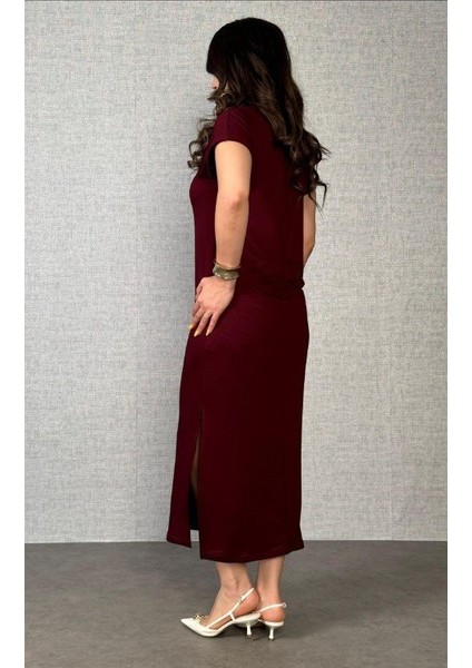 Ulak Handmader Kadın Kısa Kollu Yakalı Yandan Yırtmaçlı Viskon Iki Iplik Elbise fırsatları