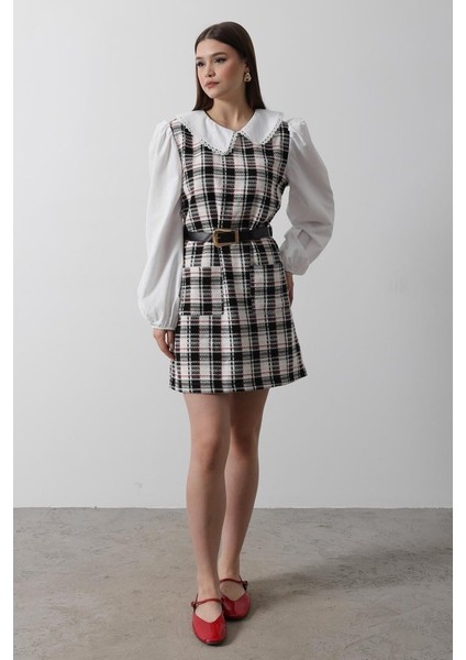 Ulak Handmader Ekoseli Gömlek Detaylı Elbise - Siyah modelleri