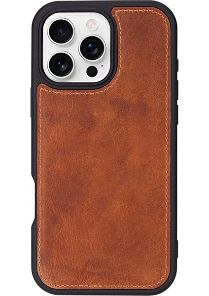 Apple iPhone 16 Pro Uyumlu, Hakiki Deri, El Yapımı, Cüzdanlı Kılıf, Karamel modelleri