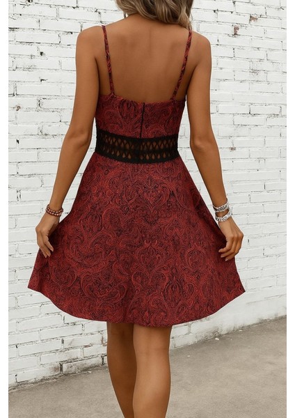 Ulak Handmader Kadın Ip Askılı Kruvaze Yakalı Desenli Mini Süprem Mini Elbise modelleri