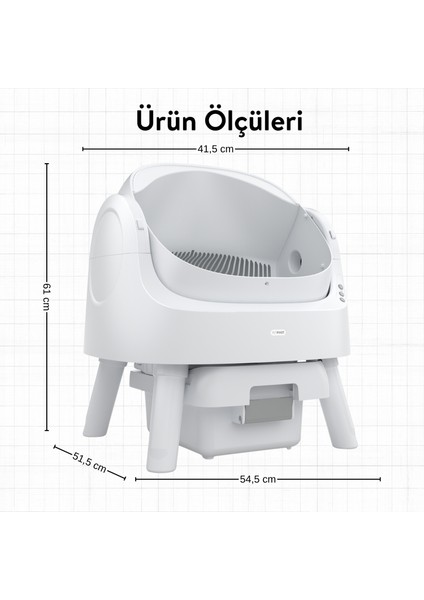 Autoscooper 11 Açık Üst Akıllı Otomatik Kedi Tuvaleti | Büyük Irklar İçin Uygun, Akıllı Sensör, Koku Hapsetme