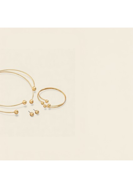 Gold Kaplama Üçlü Kolye Küpe Bileklik Çelik Set modelleri