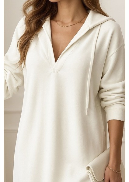 Ulak Handmader Kadın Uzun Kollu Kapüşonlu Yakası Açık Modal Elbise fiyatları