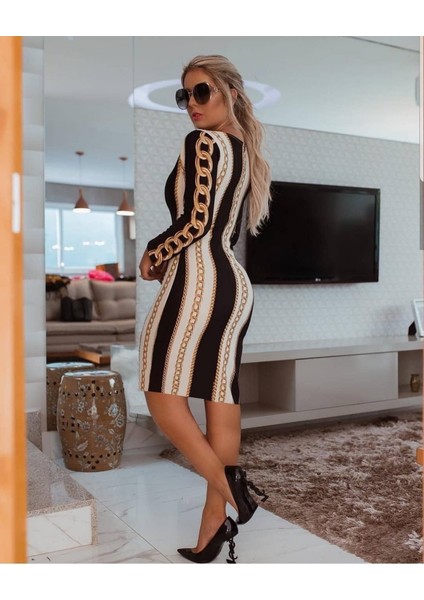 Ulak Handmader Kadın Uzun Kollu Bisiklet Yaka Scuba Midi Boy Elbise fiyatları