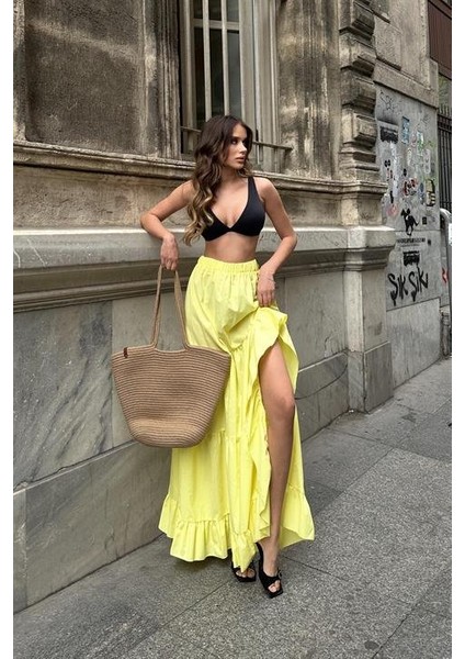 Ulak Handmader Audrey Fıfrlı Yırtmaç Detay Etek 4037 fiyatları