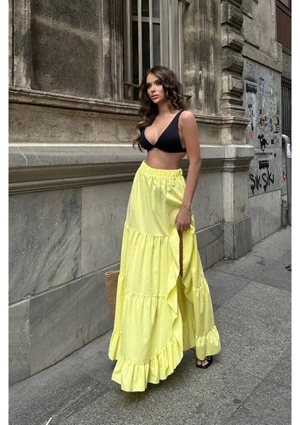 Ulak Handmader Audrey Fıfrlı Yırtmaç Detay Etek 4037 modelleri