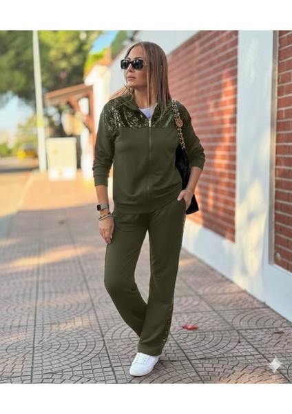 Ulak Handmader Kadın Uzun Kollu Önden Fermuarlı Pul Payetli Alt Üst Viskon Iki Iplik Takım fiyatları