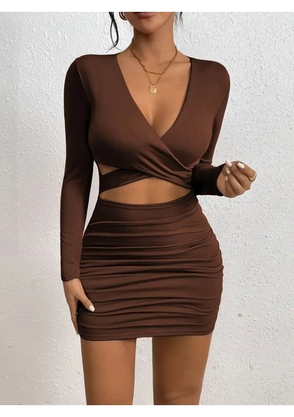 Ulak Handmader Kadın Uzun Kollu Çapraz Dekolte Detaylı Mini Sandy Elbise fırsatları