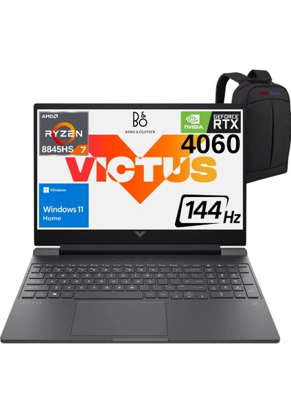 Victus Amd Ryzen 7-8845HS 32GB 1tb SSD RTX4060-8GB 15.6" Fhd 144Hz Windows 11 Home Gaming Dizüstü Bilgisayar B82N5EA - Webzone Çanta Wz3