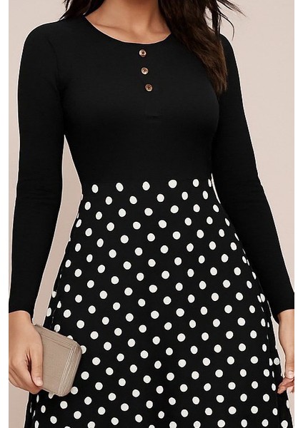 Ulak Handmader Kadın Uzun Kollu Önü Düğmeli Viskon Bluz Eteği Örme Maxi Krep Elbise