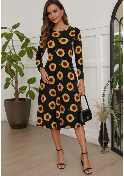 Ulak Handmader Kadın Fakir Kol Bisiklet Yaka Midi Mikro Elbise modelleri