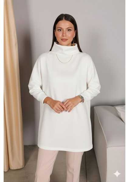 Ulak Handmader Kadın Uzun Kollu Balıkçı Yaka Scuba Tunik modelleri