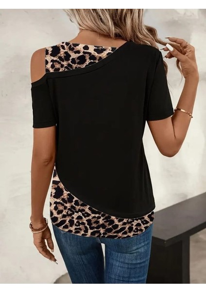 Ulak Handmader Kadın Kısa Kollu Geometrik Kesin Detaylı Çift Renkli Viskon Bluz fiyatları