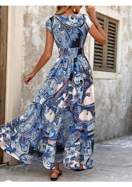 Ulak Handmader Kadın Kısa Yarasa Kanat Kollu V Yakalı Beli Büzgülü Süprem Elbise modelleri