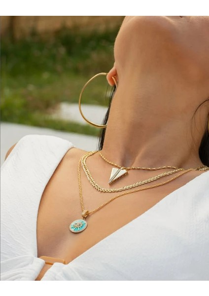 Yuvarlak Kirpik Mavi Mineli Altın Kolye Ucu fırsatları