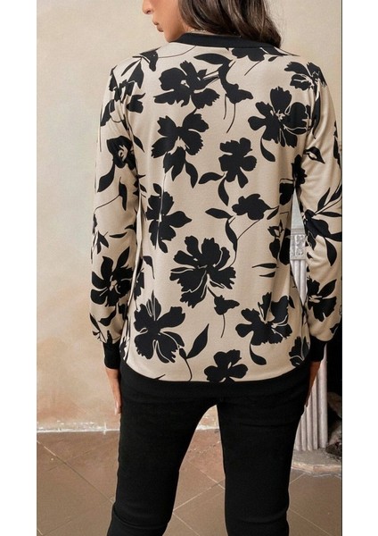 Ulak Handmader Kadın Uzun Kollu V Yakalı Desenli Süprem Bluz fiyatları