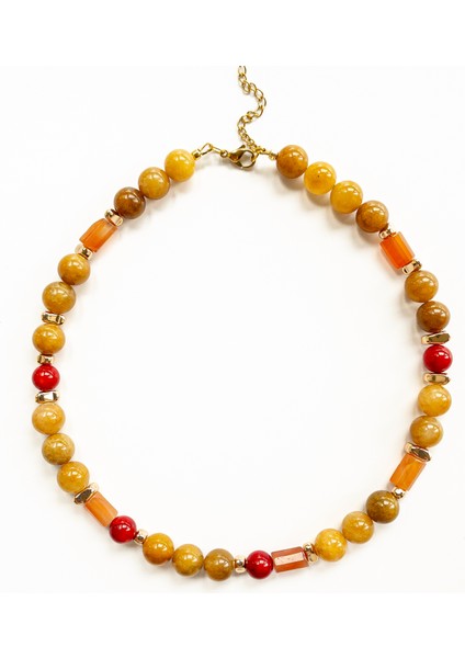 Solara – Karneol, Turuncu Akik, Mercan & Hematit Kolye