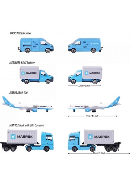 Majorette Maersk Temalı Lojistik 4'lü Koleksiyon Paketi modelleri