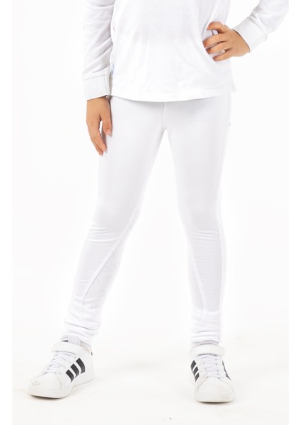 Beyaz Çocuk Binici Taytı Kaymaz Silikon Desenli 2025/2026 Kış Koleksiyonu