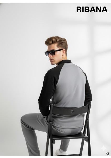 Unısex Baskılı Cepli Beli Lastikli Fermuarlı Gömlek Yaka Alt-Üst 2'li Takım fiyatları