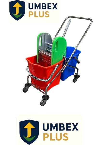 Çift Kovalı Metal Presli Temizlik Arabası