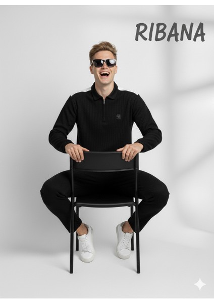 Unısex Baskılı Cepli Beli Lastikli Fermuarlı Gömlek Yaka Alt-Üst 2'li Takım fiyatları