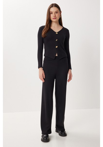 Gold Düğmeli Selanik Bluz Pantolon Takım LCI0059 Siyah fiyatları