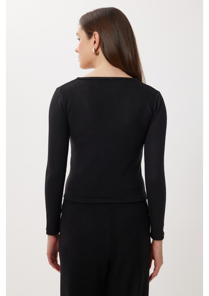 Gold Düğmeli Selanik Bluz Pantolon Takım LCI0059 Siyah