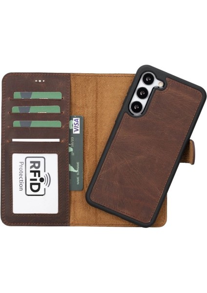 Samsung Galaxy S23 Plus Uyumlu Deri Cüzdanlı Kılıf G2 Kahve indirimleri