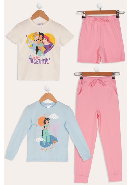 4'lü Disney Princess Baskılı Tshirt Şort Pantolon Takım indirimleri