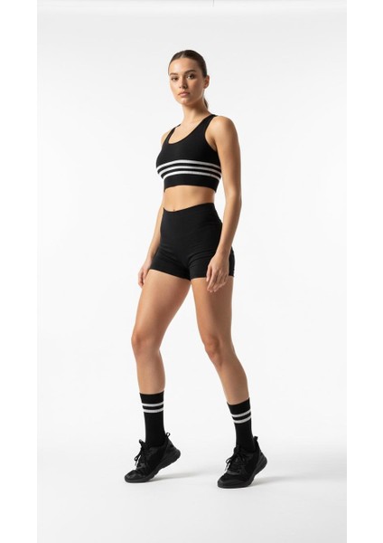 Kadın 2’li Tenis Çorabı – Siyah Beyaz Çizgili Spor Çorap – Nefes Alabilir Rahat Konçlu fırsatları