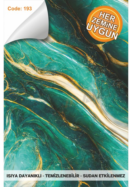 Suya Dayanıklı Mutfak Banyo Zemin Mermer Mobilya Fayans Yapışkanlı Folyo Kaplama Code 193