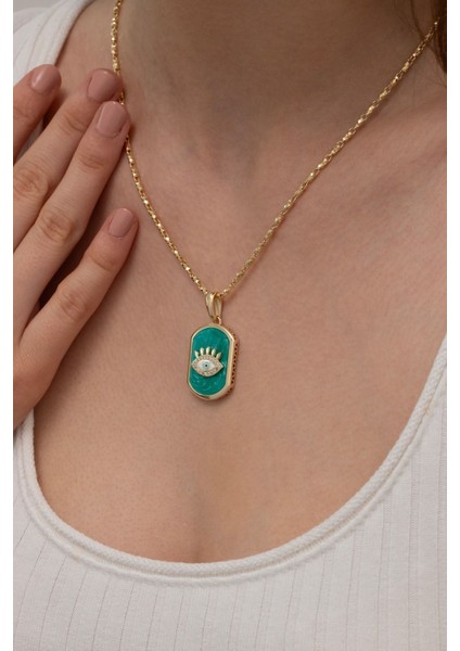 Yeşil Mineli Kirpik Göz Altın Kolye Ucu fiyatları