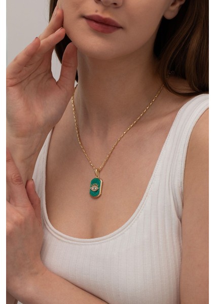 Yeşil Mineli Kirpik Göz Altın Kolye Ucu fırsatları