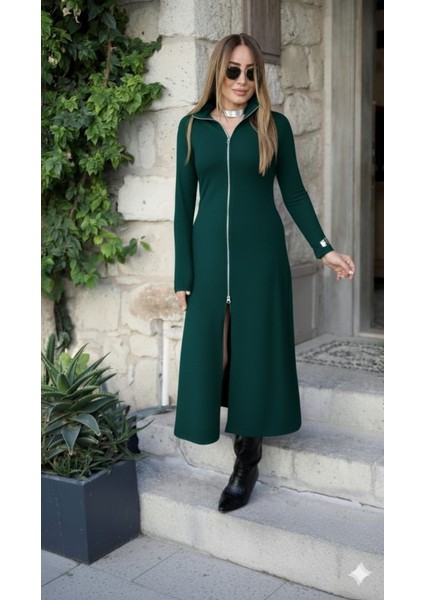 Ulak Handmader Kadın Uzun Kollu Önden Fermuarlı Ithal Krep Elbise fiyatları