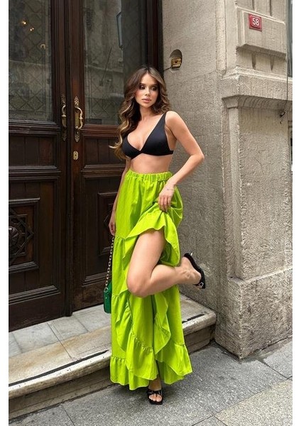 Ulak Handmader Audrey Fıfrlı Yırtmaç Detay Etek 4037 modelleri