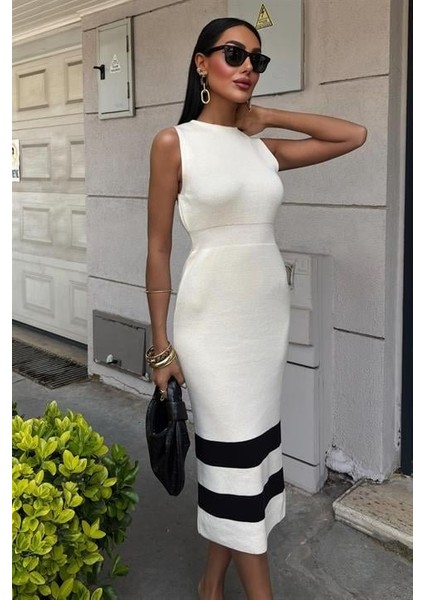Ulak Handmader Etek Ucu Şerit Detaylı Triko Elbise 2831 modelleri