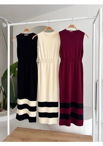 Ulak Handmader Etek Ucu Şerit Detaylı Triko Elbise 2831
