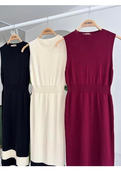 Ulak Handmader Etek Ucu Şerit Detaylı Triko Elbise 2831