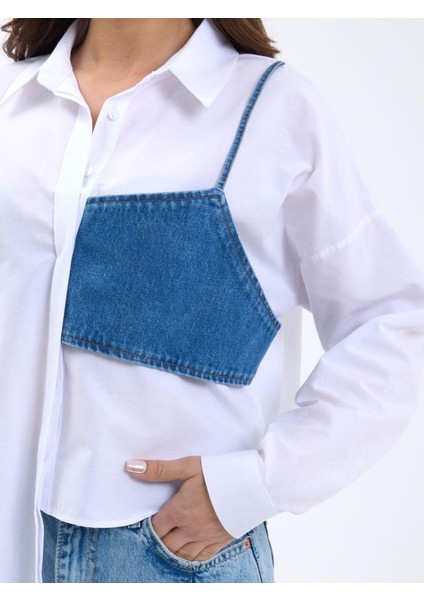 Ulak Handmader 5419 Gömlek-Mavi Cepli Beyaz indirimleri