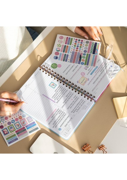 2026 Spiralli Günlük Ajanda 12 Aylık – 17X24 cm Gökkuşağı modelleri