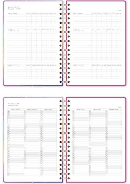 2026 Spiralli Günlük Ajanda 12 Aylık – 17X24 cm Gökkuşağı indirimleri