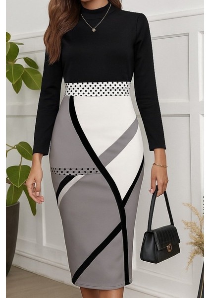 Ulak Handmader Kadın Uzun Kollu Balıkçı Yaka Dalgıç Midi Boy Elbise fiyatları