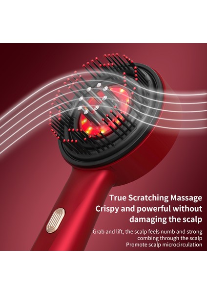 Elektrikli Titreşim Masaj Tarak – Kırmızı Işık Terapi, Saç Büyüme Destekleyici, Anti Saç Dökülmesi Saç Derisi Masaj Fırçası, Sıvı Yağ Aplikatörlü