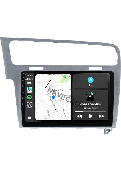 Volkswagen Golf 7 2012-20 10" Gri Uyumlu Android Multimedia Gerçek 4/64 Kablosuz Carplay Geri Görüş Kameralı
