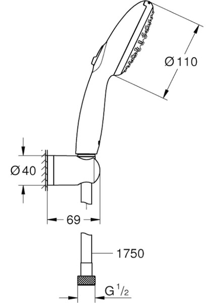 27950001 Vitalio Start 110 Iı El Duşu Seti Ws Duvar Montaj Seti 2 Sprey modelleri