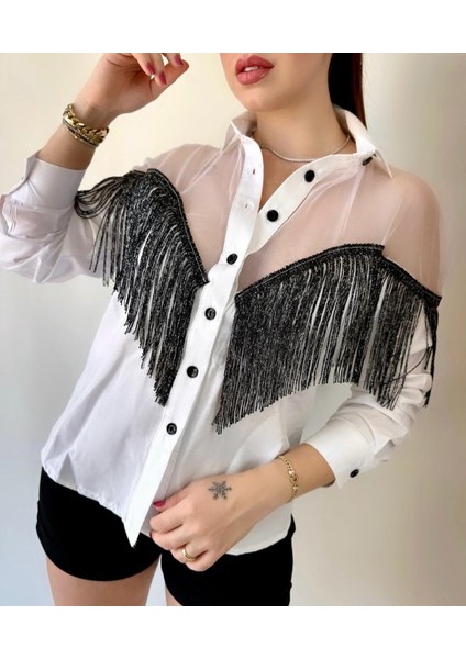 Ulak Handmader Kadın Püskül Detay Poplin Gömlek Bluz Fırsat Ürün modelleri