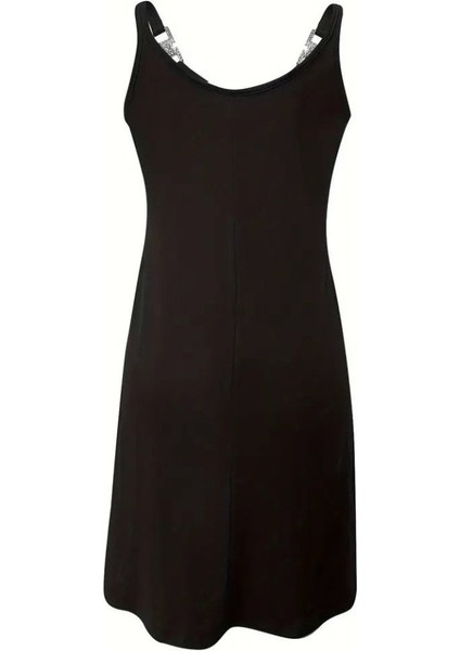 Ulak Handmader Kadın Askılı V Yakalı Toka Detaylı Janjan Krep Elbise indirimleri